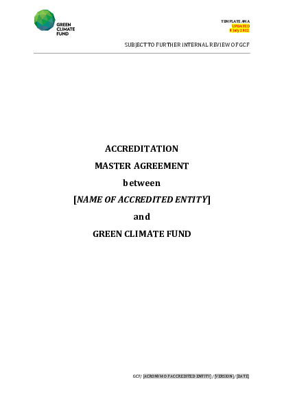 Document cover for Accreditation Master Agreement