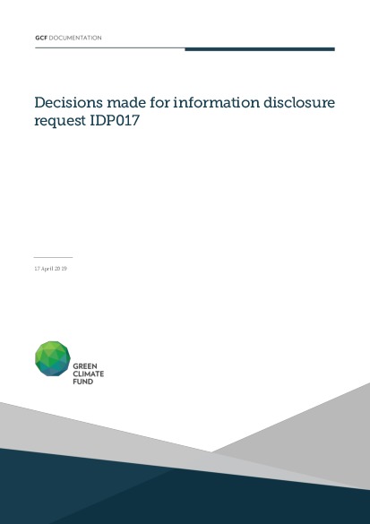 Document cover for Decisions made for information disclosure request IDP017