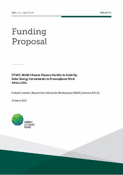 Document cover for BOAD climate finance facility to scale up solar energy investments in Francophone West Africa LDCs