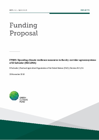 Document cover for Upscaling climate resilience measures in the dry corridor agroecosystems of El Salvador (RECLIMA)