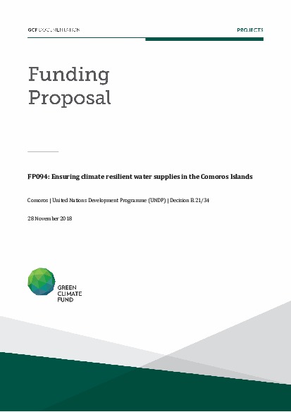 Document cover for Ensuring climate resilient water supplies in the Comoros Islands