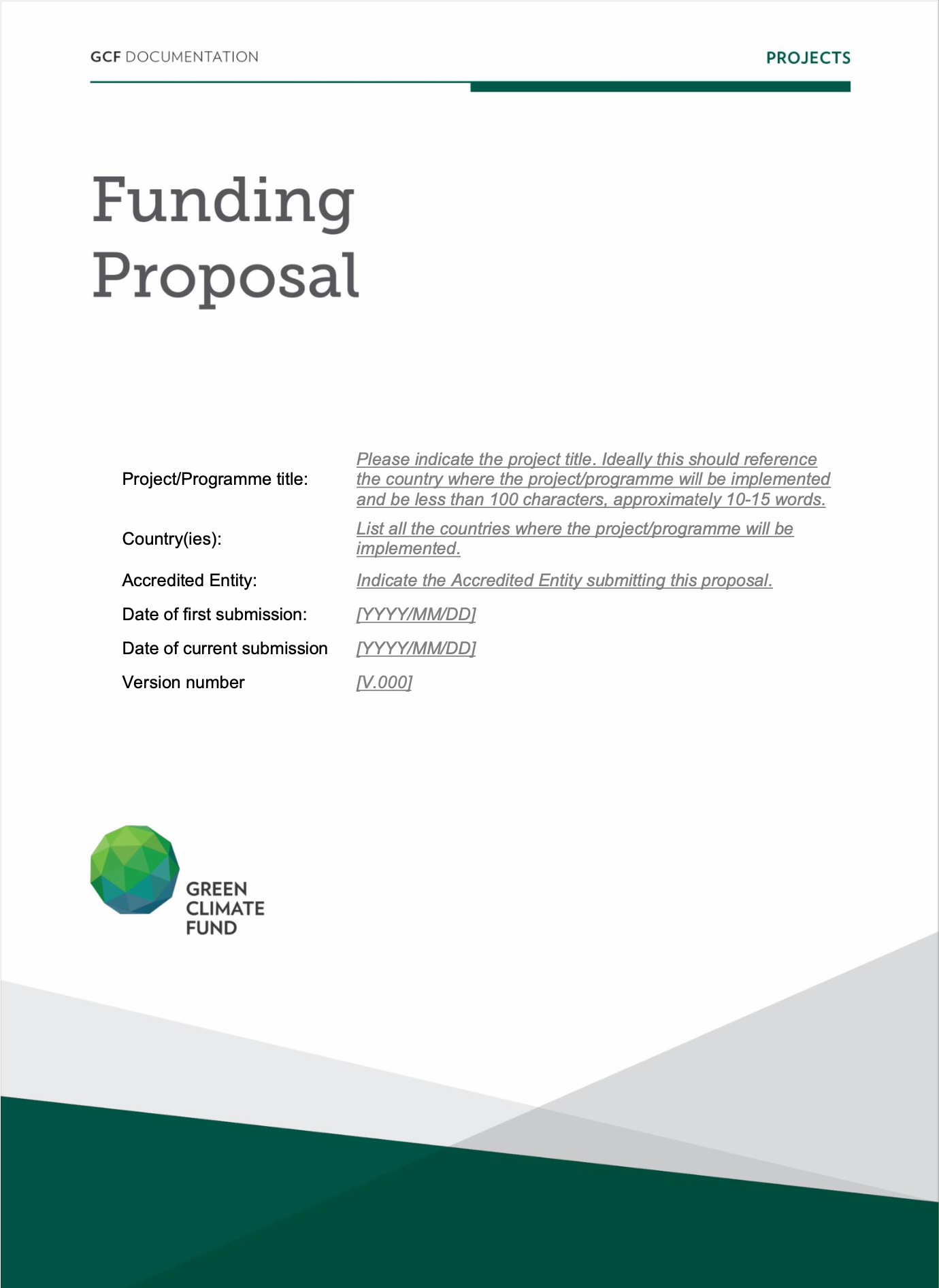 Document cover for Funding Proposal template