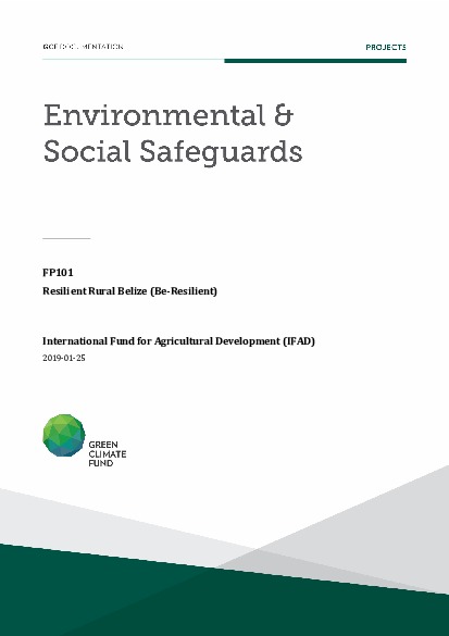 Document cover for Environmental and social safeguards (ESS) report for FP101: Resilient Rural Belize (Be-Resilient)