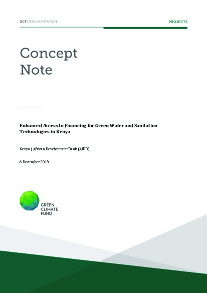 Document cover for Enhanced Access to Financing for Green Water and Sanitation Technologies in Kenya