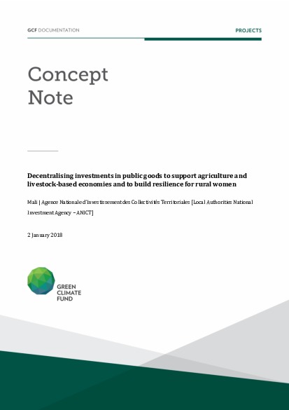 Document cover for Decentralising investments in public goods to support agriculture and livestock-based economies and to build resilience for rural womenMali
