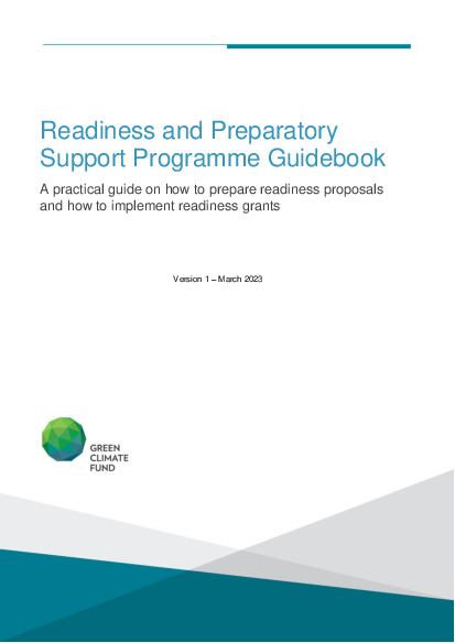 Document cover for Readiness and Preparatory Support guidebook: A practical guide on how to prepare readiness proposals and how to implement readiness grants 