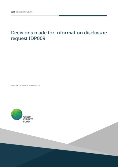 Document cover for Decisions made for information disclosure request IDP009