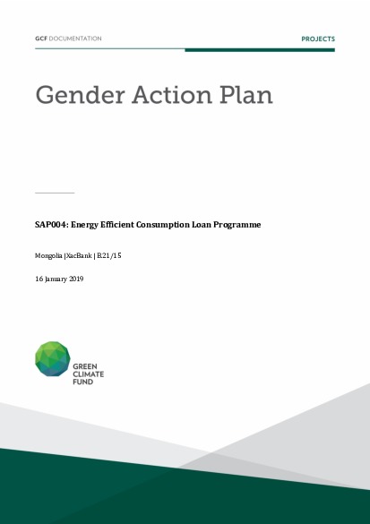 Document cover for Gender action plan for SAP004: Energy Efficient Consumption Loan Programme