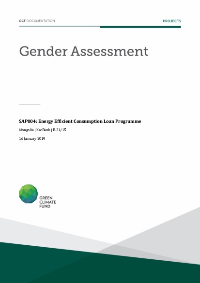 Document cover for Gender assessment for SAP004: Energy Efficient Consumption Loan Programme
