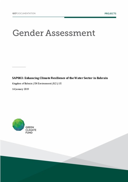 Document cover for Gender assessment for SAP003: Enhancing climate resilience of the water sector in Bahrain