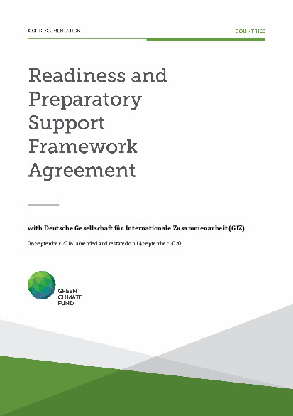 Document cover for Amended and restated framework grant agreement between the Green Climate Fund and Deutsche Gesellschaft fur Internationale Zusammenarbeit (GIZ) GmbH