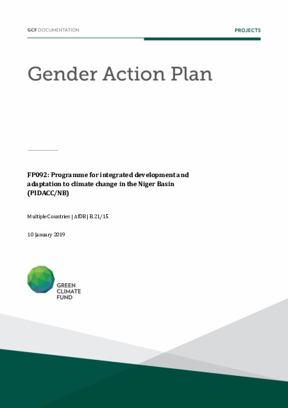 Document cover for Gender action plan for FP092: Programme for integrated development and adaptation to climate change in the Niger Basin (PIDACC/NB)