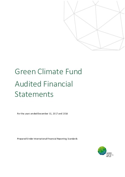Document cover for GCF audited financial statements for the years ending December 31, 2017 and 2016