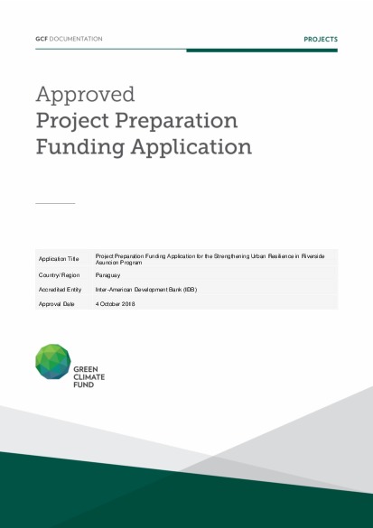 Document cover for Project Preparation Funding Application for the Strengthening Urban Resilience in Riverside Asuncion Program