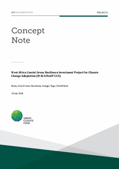 Document cover for West Africa Coastal Areas Resilience Investment Project for Climate Change Adaptation (WACA ResIP-CCA)