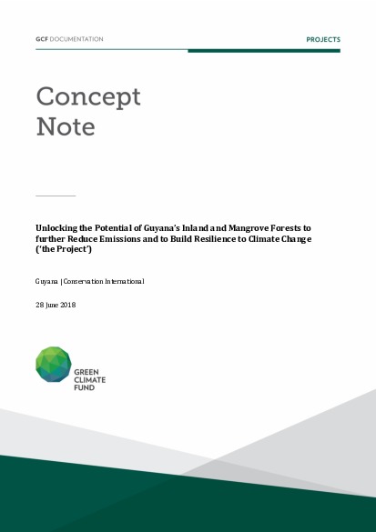 Document cover for Unlocking the Potential of Guyana’s Inland and Mangrove Forests to further Reduce Emissions and to Build Resilience to Climate Change (‘the Project’)