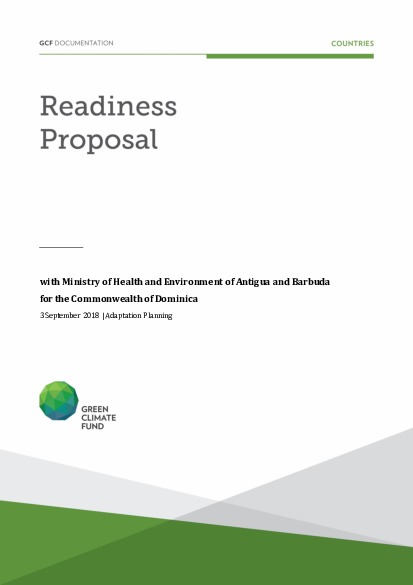 Document cover for Adaptation Planning support for Dominica through the Ministry of Health and Environment of Antigua and Barbuda