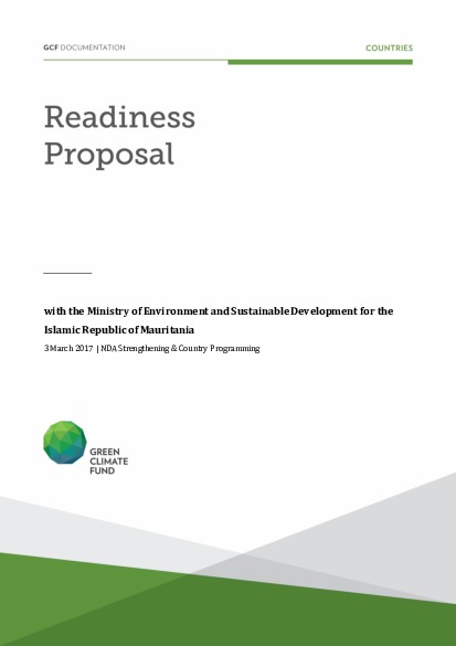 Document cover for NDA Strengthening and Country Programming support for Mauritania through Ministry of Environment and Sustainable Development