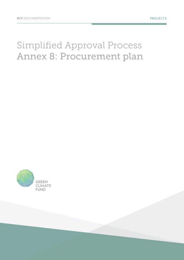 Document cover for Procurement plan model: Annex 8 for Simplified Approval Process Funding Proposals