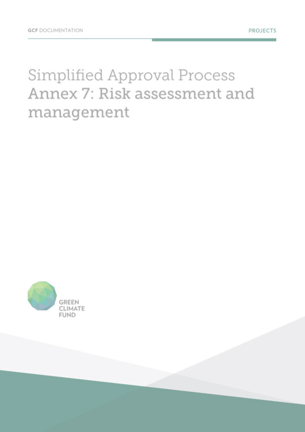 Document cover for Risk assessment and management template: Annex 7 for Simplified Approval Process Funding Proposals