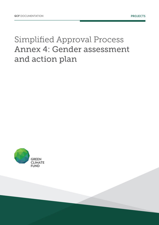 Document cover for Gender assessment and action plan: Annex 4 for Simplified Approval Process Funding Proposals