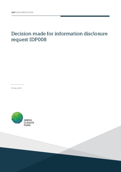 Document cover for Decision made for information disclosure request IDP008