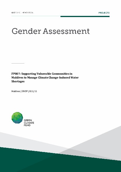 Document cover for Gender assessment for FP007: Supporting vulnerable communities in Maldives to manage climate change-induced water shortages