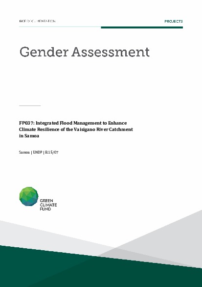 Document cover for Gender assessment for FP037: Integrated Flood Management to Enhance Climate Resilience of the Vaisigano River Catchment in Samoa
