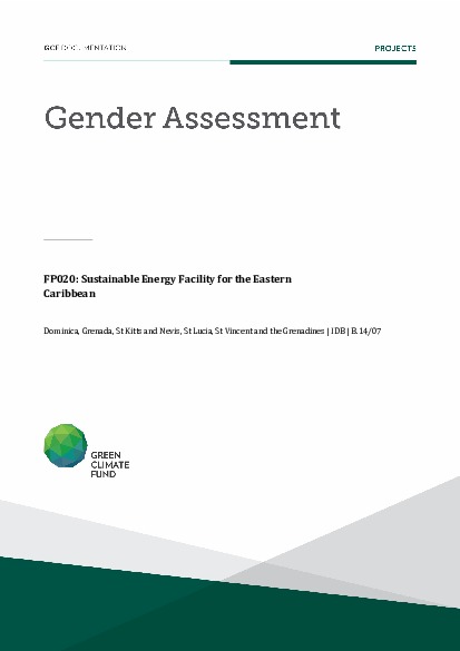 Document cover for Gender assessment for FP020: Sustainable Energy Facility for the Eastern Caribbean