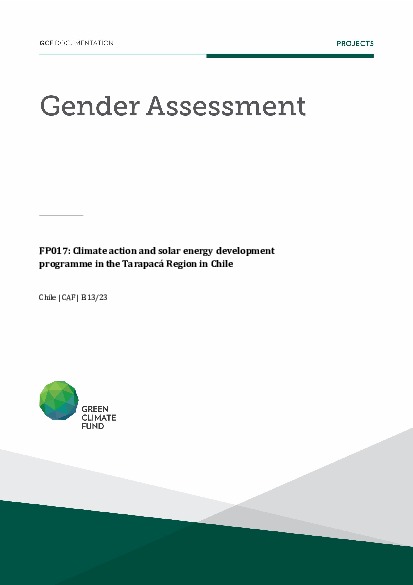 Document cover for Gender assessment for FP017: Climate action and solar energy development programme in the Tarapacá Region in Chile