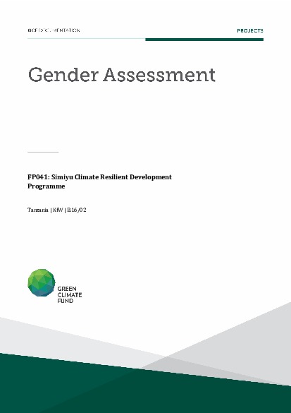 Document cover for Gender assessment for FP041: Simiyu Climate Resilient Development Programme
