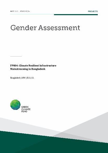 Document cover for Gender assessment for FP004: Climate Resilient Infrastructure Mainstreaming (CRIM)