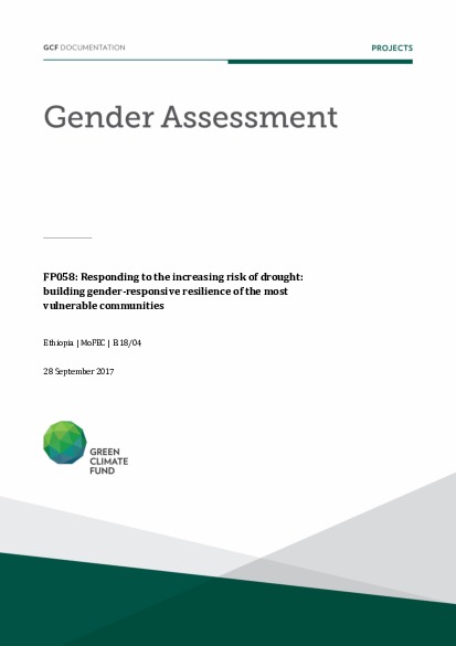 Document cover for Gender assessment for FP058: Responding to the increasing risk of drought: building gender-responsive resilience of the most vulnerable communities