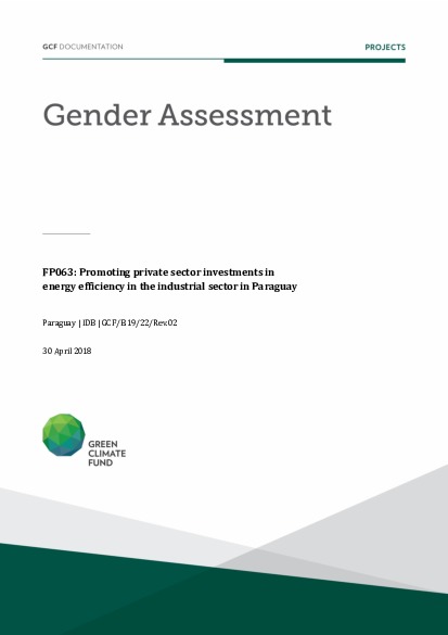 Download Gender assessment for FP063: Promoting private sector investments in energy efficiency in the industrial sector and in Paraguay Document cover for Gender assessment for FP063: Promoting private sector investments in energy efficiency in the industrial sector and in Paraguay