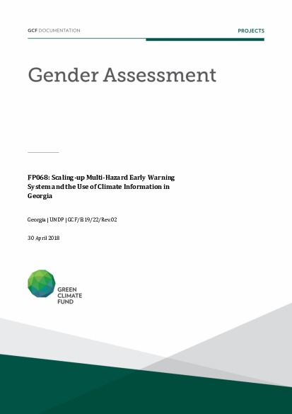Document cover for Gender assessment for FP068: Scaling-up Multi-Hazard Early Warning System and the Use of Climate Information in Georgia