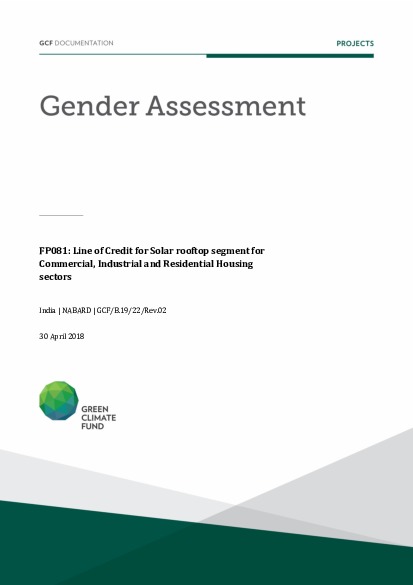 Document cover for Gender assessment for FP081: Line of Credit for Solar rooftop segment for commercial, industrial and residential housing sectors