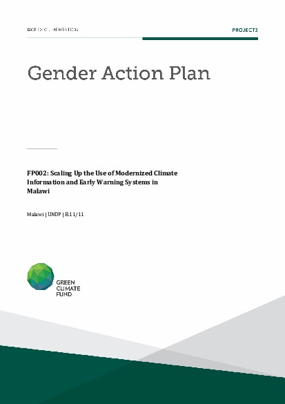 Document cover for Gender action plan for FP002: Saving Lives and Protecting Agriculture based Livelihoods in Malawi: Scaling up the use of Modernized Climate information and Early Warning Systems