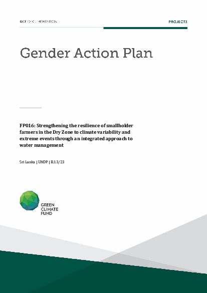 Document cover for Gender action plan for FP016: Strengthening the resilience of smallholder farmers in the Dry Zone to climate variability and extreme events through an integrated approach to water management