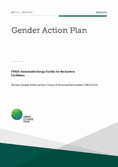 Document cover for Gender action plan for FP020: Sustainable Energy Facility for the Eastern Caribbean