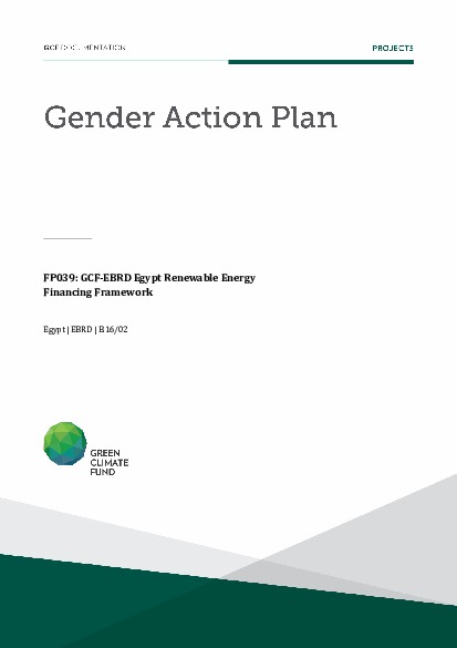 Document cover for Gender action plan for FP039: GCF-EBRD Egypt Renewable Energy Financing Framework