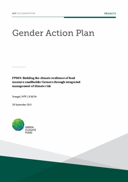 Document cover for Gender action plan for FP049: Building the climate resilience of food insecure smallholder farmers through integrated management of climate risk (R4)