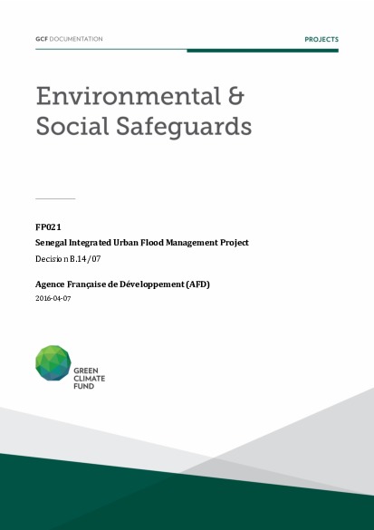 Document cover for Environmental and social safeguards (ESS) report for FP021: Senegal Integrated Urban Flood Management Project