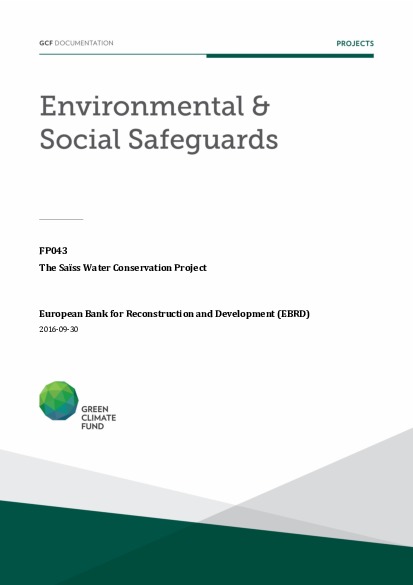 Document cover for Environmental and social safeguards (ESS) report for FP043: The Saïss Water Conservation Project