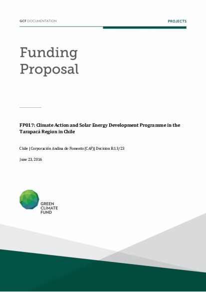 Document cover for Climate action and solar energy development programme in the Tarapacá region in Chile