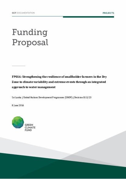 Document cover for Strengthening the resilience of smallholder farmers in the Dry Zone to climate variability and extreme events through an integrated approach to water management