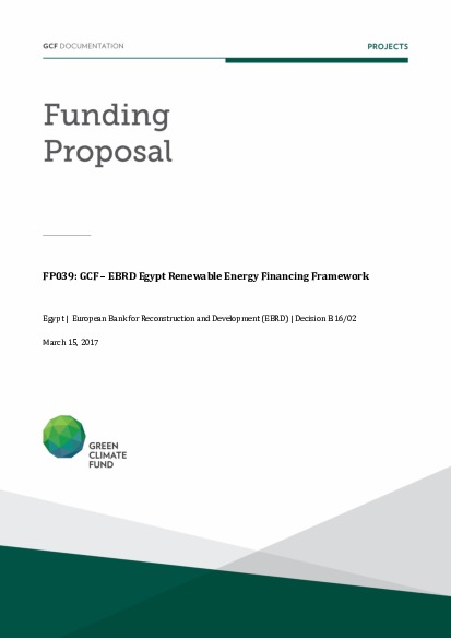 Document cover for GCF-EBRD Egypt renewable energy financing framework