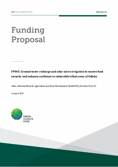 Document cover for Groundwater recharge and solar micro irrigation to ensure food security and enhance resilience in vulnerable tribal areas of Odisha