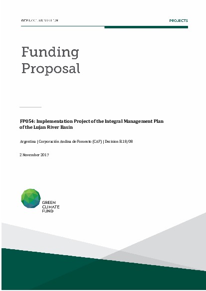 Document cover for Implementation project of the integral management plan of the Lujan river basin