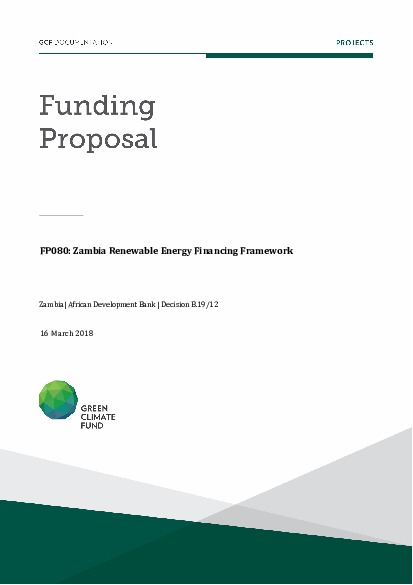 Document cover for Zambia renewable energy financing framework
