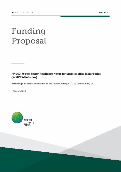 Document cover for Water Sector Resilience Nexus for Sustainability in Barbados (WSRN S-Barbados)